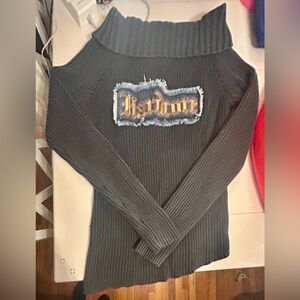 NWOT AKIRA gray ribbed asymmetrical “hardcore” sweater XL